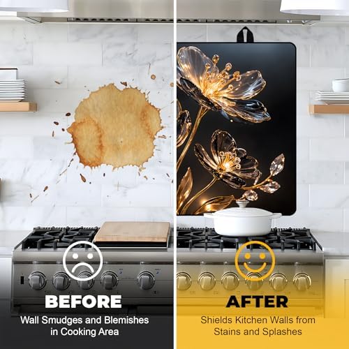 NYZE Stove Top Cover for Electric Stove 28x20 Inch Silicone Stove Topper & Protector, Decorative Kitchen Mat for Electric/Glass Stove Top (Glowing Floral) - Image 5