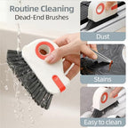 2 in 1 Groove Cleaning Brush, Grout Cleaner Tool & Multifunction Window Track Cleaner (with Hidden Scraper or Mini Dustpan) – for Glass Door Tracks, Window Sills, Sliding Doors (Orange + Grey) - Image 5