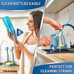 Dish Brush Set of 5 with Convenient Holder, Bottle Water Brush, Dish Scrub Brush, Scrubber Brush and Straw Brush - Kitchen Scrub Brushes Non Slip Long Handle for Sink Dishes Cup Pot - Image 4