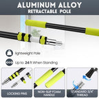 【Upgrade Anti Rotation 】 30FT High Reach Duster Kit,(18FT+6FT) Lightweight Aluminum Alloy Extension Rod,7-Piece Set,210° Steering Head Clean Various Angle,for Cleaning Ceiling,High Wall - Image 4