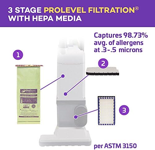 ProForce 1200XP Commercial Vacuum Cleaner Heavy Duty 12 Inch Dual Motor Bagged ProLevel Filtration & HEPA Media - For Industrial Hospitality Residences Hotels Office Buildings Retail Spaces CRI Silver - Image 5