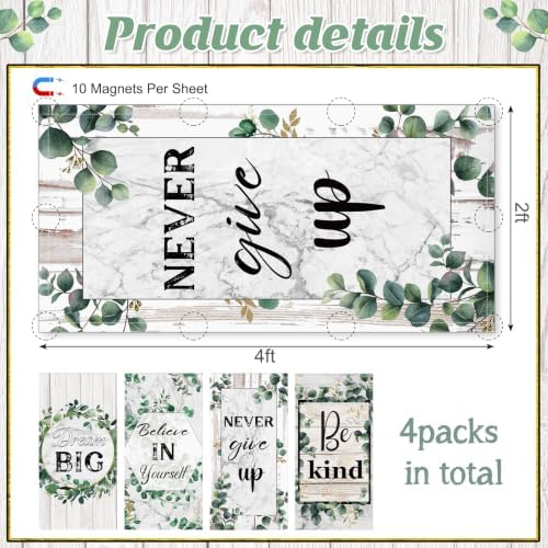 4pcs Classroom Fluorescent Magnetic Light Covers,4x2Ft Eucalyptus Style - Image 2
