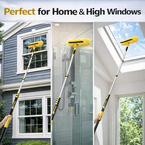 30 Feet High Reach Squeegee Window Cleaner Kit with 5-24Ft Extension Pole - Image 3
