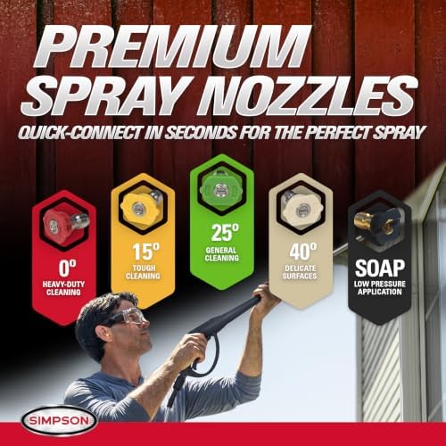 SIMPSON Cleaning PS3228 PowerShot 3300 PSI Gas Pressure Washer, 2.5 GPM, Honda GX200 Engine, Includes Spray Gun and Extension Wand, 5 QC Nozzle Tips, 5/16-inch x 25-foot MorFlex Hose, 49-State - Image 5