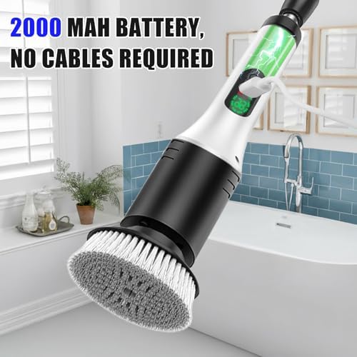 Electric Cleaning Brush, 9 in 1 Electric Brush with Interchangeable Drill Brush Heads, 2000mAh, Electric Clean Brush with Adjustable Handle, for Bathroom, Kitchen, Floor, Cordless - Image 6