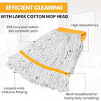 6PK Heavy Duty Commercial Mop Head Replacement- Loop End Cotton Blend String Refill for Side Loading & Clamp Style Mops, Restaurant , Janitorial & Industrial Cleaning(Yellow) - Image 4