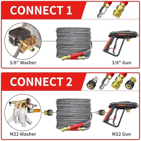 1/4’’ Pressure Washer Hose 50FT, Steel Wire Biaided Hose 4200PSI - Image 7