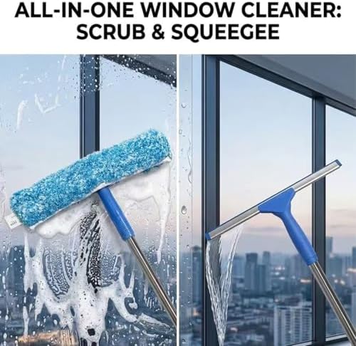 Window Cleaning Kit with 3 Gallon Bucket, 14" Window Squeegee and Scrubber with Long Handle, Professional Window Washing Equipment Cleaner Tool Streak-Free for Home, RV, Commercial Use - Image 4