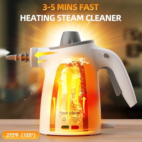 Spurgehom High-Pressure Steam Cleaner 1050W Fast Heating, 11-in-1 Multi-Surface Steamer with Safety Lock & 8 Accessories – Dirty-Free for Floors, Windows, Cars - Image 2