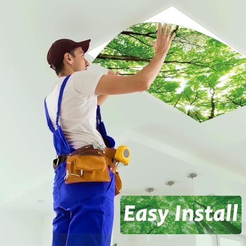 4 Pcs Fluorescent Light Covers with 40 Magnets Decorative for Classroom Ceiling Light 4 x 2 Feet Magnetic Light Covers Filter Easy Install for Office Hospitals & Home Drop Ceiling Supplies (Forest) - Image 5