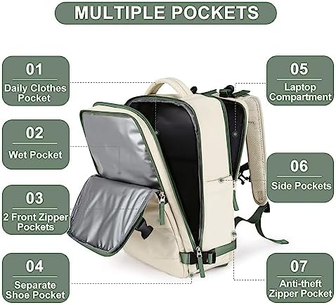 coofay Large Travel Backpack For Women Men Airline Approved Carry On Backpack Flight Approved Waterproof Sports Luggage Backpack Casual Daypack Hiking Backpack - Image 4