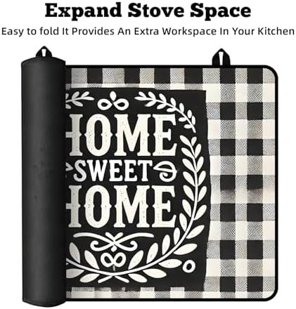 Multi-Design Stove Top Cover for Glass/Electric Stoves - 3-in-1 Heat-Resistant Protector Mat, Non-Slip Drying Rack 30" L x 21" W (Home) - Image 6