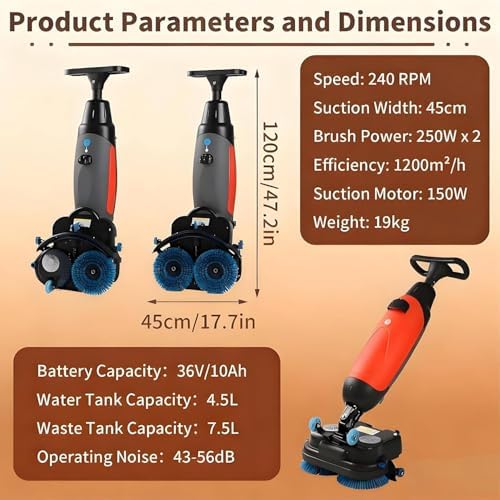 Commercial Walk Behind Floor Scrubber, Electric Cleaner & Buffer Polisher for Kitchens, Schools, Supermarkets, Hotels & Factories White - Image 5