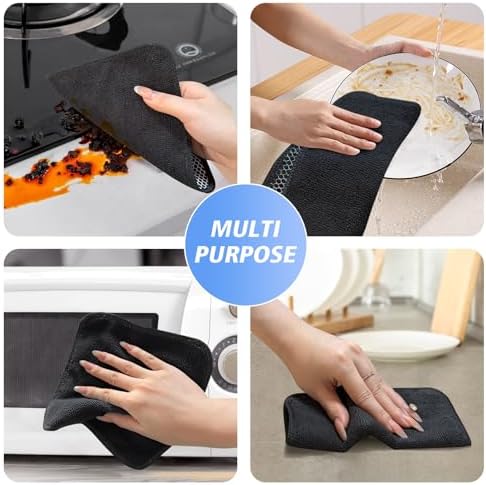 KinHwa Dish Cloths for Washing Dishes with Scrub Side, Microfiber Dish Rags - Image 4