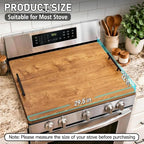 Noodle Board Stove Cover with Handles, Stove Top Covers for Gas Burners and Electric Stove, Wood Stove Cover Board Decorative Serving Tray Kitchen Sink Cover for Counter Space (Brown) - Image 2
