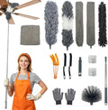 15 PCS Feather Dusters for Cleaning, Microfiber Duster with Extension Pole 100in, Extendable Duster for High Ceilings, Ceiling Fans, Baseboards, Blinds, Car Interior - Washable Reusable Dusting Tools by Unknown