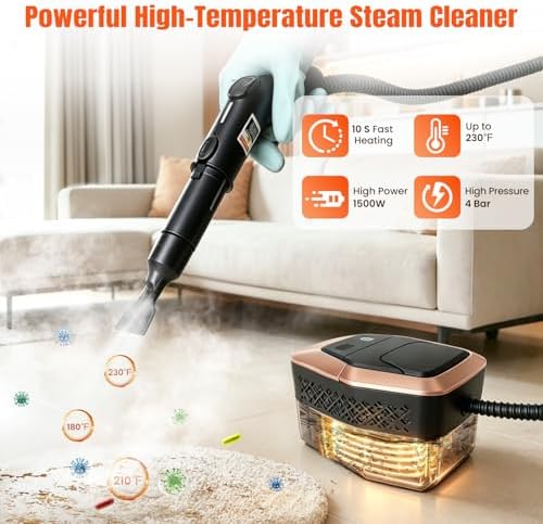 Steam Cleaner for Home & Car, 3-Level Adjustable Pressurized Steamer for Cleaning, 10s Heat-Up, 1.8L Large Tank, Handheld Portable Steamer Cleaner for Furniture,Upholstery,Grout,Tile,Walls, Bathroom - Image 2