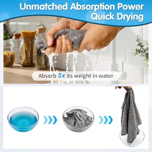FIXSMITH Grey Microfiber Cleaning Cloth -Pack of 24, Highly Absorbent Cleaning Rags, 16"X12" All Purpose Cleaning Towels for Housekeeping, Kitchen, Car, Lint Free and Reusable Microfiber Towels - Image 5