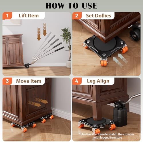 ONEON Heavy Duty Furniture Movers with Wheels & Lifter (10 Dual Wheels_XL) - Image 5