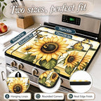 Electric Stove Top Cover - Heat Resistant Floral Stove Cover & Stove Top Protector, Reusable, Easy to Clean, Stylish Home Upgrade. (Sunflower Check, 28"L x 20"W) - Image 2