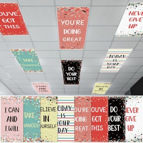 8Pcs Classroom Fluorescent Magnetic Light Covers,2x4 FT Pastel Confetti by Hallswl