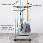 movable mop broom holder put wet mops floor standing cleaning tool rack stainless for schools, hospitals, factories, hotels, restaurant, etc. - Image 2