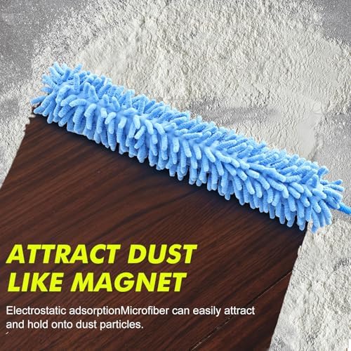 4PCS Microfiber Duster Kit, 3 in 1 Microfiber Dusters Retractable Gap Dust Cleaner and Chenille Duster with 83 inches Extra Long Extension Pole for Cleaning Ceiling Fan, High Ceiling - Image 6
