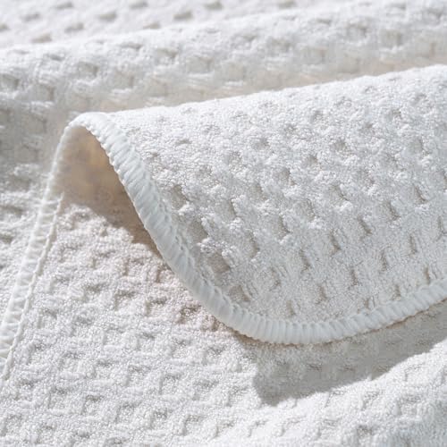 POLYTE Ultra Premium Microfiber Kitchen Dish Hand Towel Waffle Weave, 8 Pack (16x28 in, Off White) - Image 3