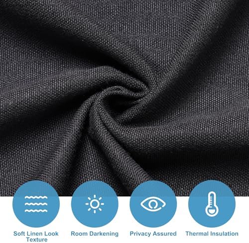 RYB HOME Linen Blended French Door Curtain, Shades Pull Down for Glass Door - Image 5
