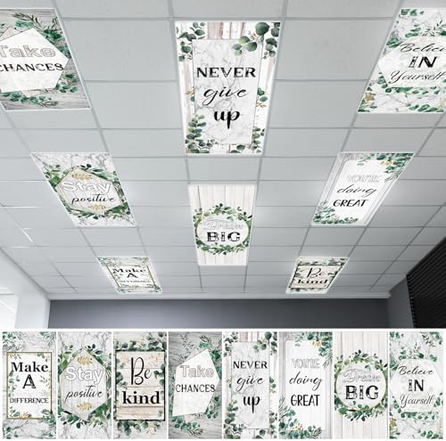8pcs Classroom Fluorescent Magnetic Light Covers,2x4 FT Eucalyptus Style by Hallswl