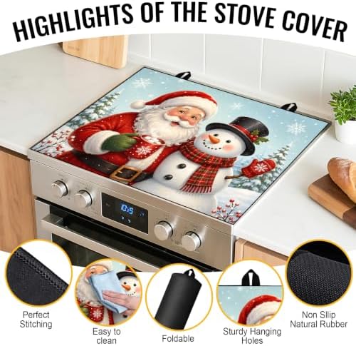 NYZE Stove Top Cover for Christmas Decorative Santa Snowman Stovetop Cover - Image 2