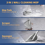 BOOMJOY Wall Cleaner Mop with 82 Inches Long Handle, Baseboard Cleaner Tool Duster with Squeegee, Ceiling Cleaning Tool with 6 Replacement Pads for Painted Walls, Window, Floor - Image 4