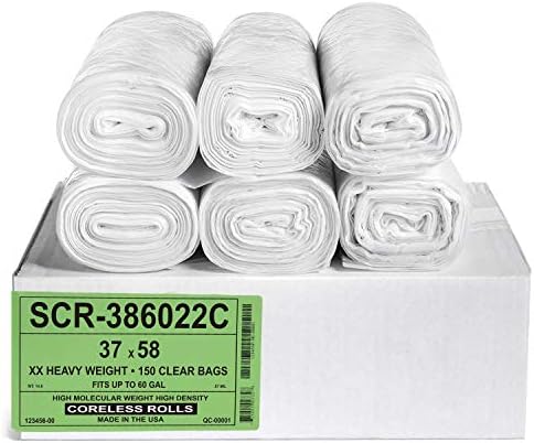 Aluf Plastics 55-60 Gallon Trash Bags - (Commercial 150 Pack) - Source Reduction Series Value High Density 22 Micron Gauge (equiv) - Intended Multipurpose by AlufPlastics
