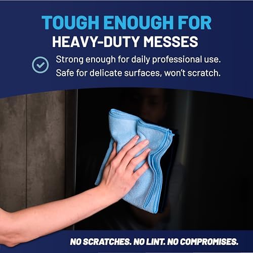 Microfiber Cleaning Wholesale Cloths (48 Pack) | Size 12" x 12"| All Purpose Microfiber Towels - Clean, Dust, Polish, Scrub, Absorbent (Blue) - Image 6