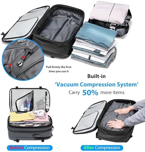 60L Vacuum Backpack Travel, TSA Lock, Charging Port, Waterproof - Image 2