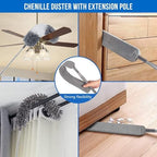 Dusters for Cleaning - 9Pcs Feather Duster Extendable Pole Up to 100'', Microfibre Feather Duster Bendable Washable Long Duster for Cleaning Ceiling Chandelier High Ceiling Furniture - Image 4