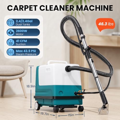 Commercial Carpet Cleaner Machine with Steam, 2600W Carpet Extractor - Image 2