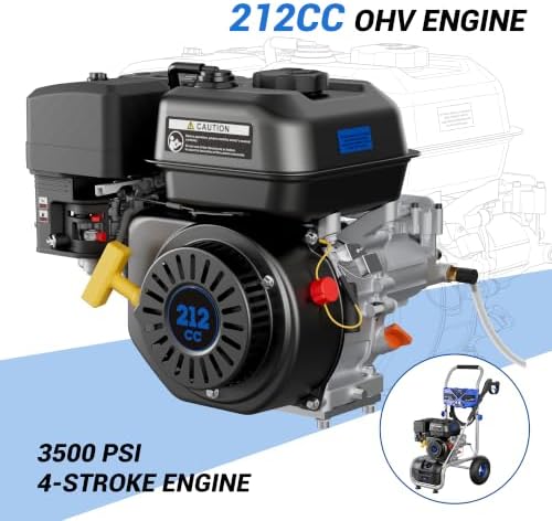 3500PSI Gas Pressure Washer, 2.3GPM Gas Powered High Pressure Washer with 212CC Engine, 4 Adjustable Nozzles, 25 ft High Pressure Hose for Cleaning Walls, Terraces, Vehicles, Garden (Blue) - Image 3