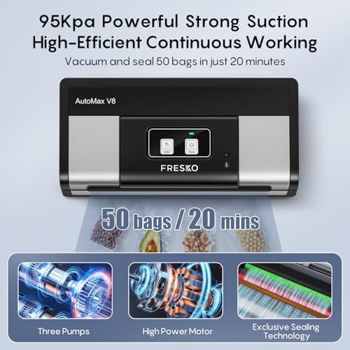 FRESKO Automatic 95Kpa Food Vacuum Sealer Machine, Auto Dry-Wet Detection - Image 6