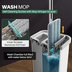 JOYMOOP Flat Mop and Bucket Set, White Microfiber Flat Mop System, Hands-Free Floor Cleaning Kit, 8 Washable Microfiber Pads, Wet and Dry Use, Commercial & Household Floor Cleaning Kit - Image 2