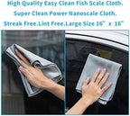 Streak Free Miracle Cleaning Cloths Easy Clean Nanoscale,Fish Scale Microfiber Window Mirror Glass Car Stainless Steel Cleaning,Lint Free Dish cloth Wine Glass Polishing Towel,Reusable,Pack 6,Blue - Image 2