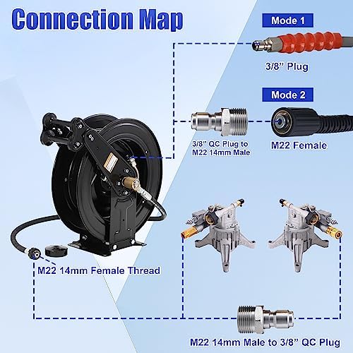 FIXFANS Pressure Washer Hose Reel 50FT X 3/8", Retractable - Image 4