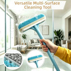 3-in-1 Window Screen Cleaning Brush with Squeegee, Mesh Screen Cleaner Tool with Detachable Handle, Dual-Purpose Wet & Dry Scrubber for Window, Patio, Door Screens (2 Pack – Lime Green + Blue) - Image 3