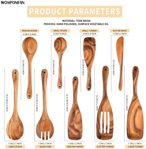 9 pcs Wooden Spatulas and Spoons for Cooking,Wooden Utensil Set - Image 2