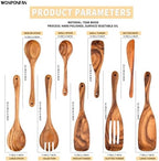 9 pcs Wooden Spatulas and Spoons for Cooking,Wooden Utensil Set - Image 2