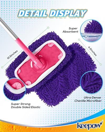 8Pcs Reusable Microfiber Mop Pads Compatible with Swiffer Sweeper Mop - Image 6