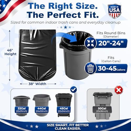 Delxo 40-45 Gallon Trash Bags, 100 Count, 38” x 46” Heavy Duty Garbage Bags - Image 4