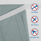 RYB HOME Linen Blended French Door Shades Self Adhesive, Privacy Room Darkening Glass Door Window Curtains for Kitchen Patio Sidelight Curtain Tie Up Shade, W 34 x L 80 in, 1 Pc, Stone Blue - Image 3