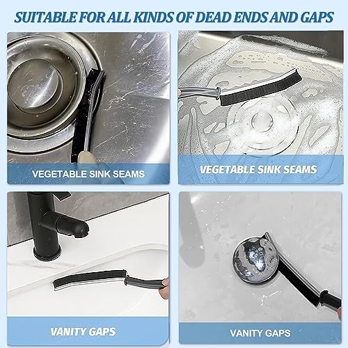 Bathroom Gap Cleaning Brush,Hard Bristle Crevice Brushes, Multifunctional Hand-held Groove Cleaning Brush,Dead Corner Brush for Bathroom Kitchen Tiles,Window Track,Shutter,Door Slots，Black (6) - Image 5