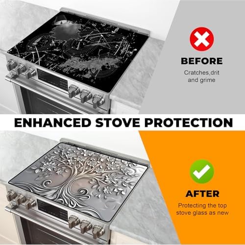 Heat-resistant Stove Top Cover - 28.5" X 20.5" Cooktop Protector Covers, Scratch-resistant Washable Pad Kitchen Countertop Mat (Big tree, 28.5" x 20.5") - Image 5